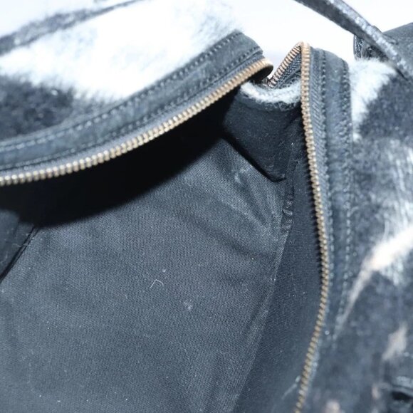 BURBERRY Nova Check Blue Label Shoulder Bag Wool Leather Black Auth 102387 - Picture 12 of 16